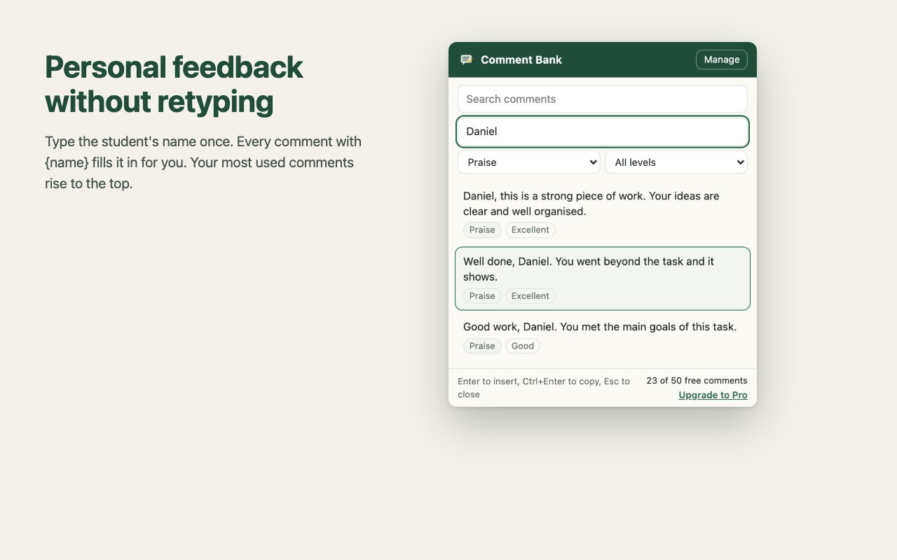 Picker showing comments personalised with the name Daniel